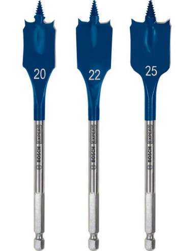 BOSCH EXPERT 2608900331 Set de brocas fresadoras planas EXPERT Self Cut Speed de 20/22/25 mm, 3 unidades