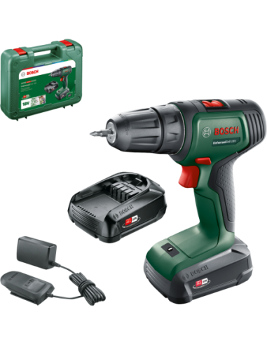 Atornillador a batería UniversalDrill 18V (Incluye 2 baterías y cargador, en maletín)